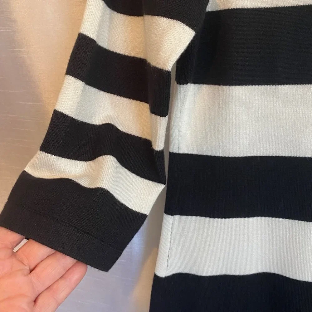Pink Rose Black and White Striped Sweater  Dress Ladies L - Picture 6 of 12